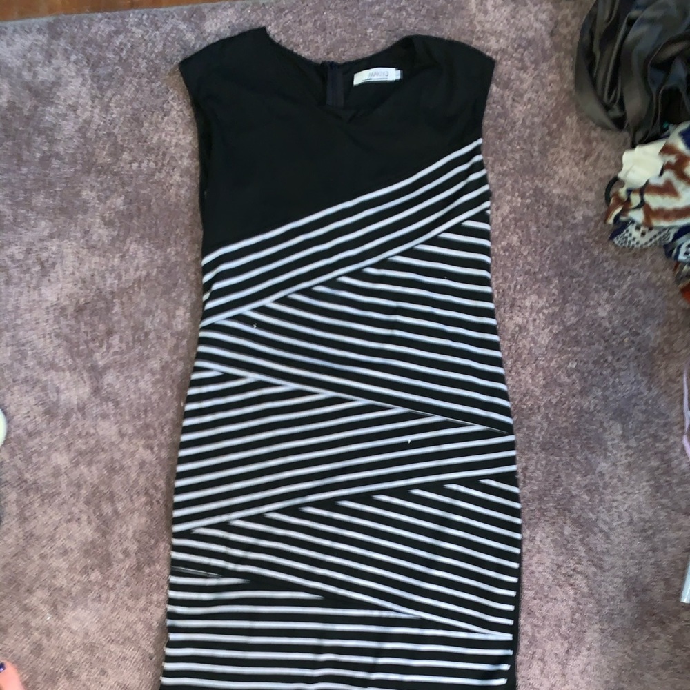 Black and white striped dress